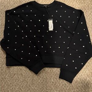 ROMEO & JULIET COUTURE Black Sweater with Silver Studs NWT